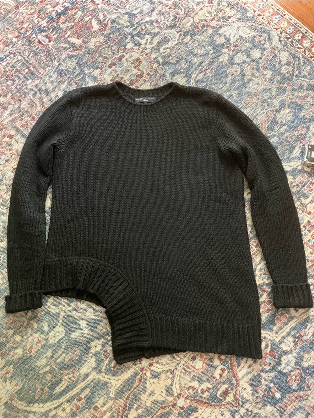 Marcella Moda Black Asymmetric Sweater
